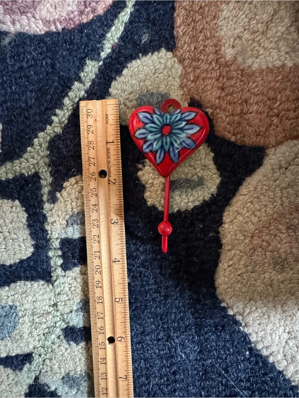 Danish Swedish Style Wall Hook in red, blue, and white